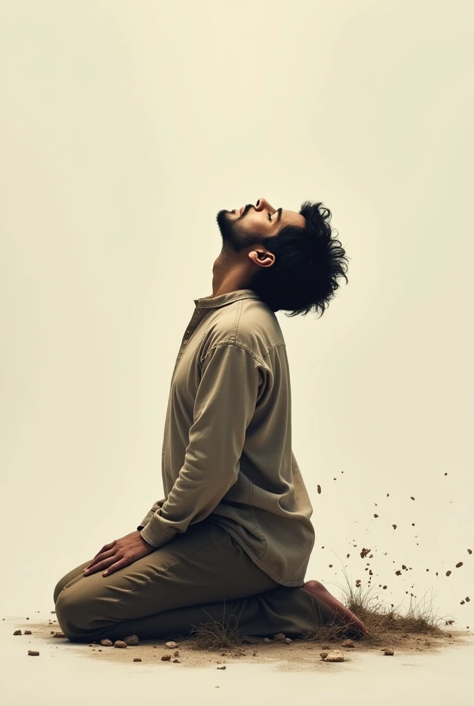 mouth open kneeling looking up