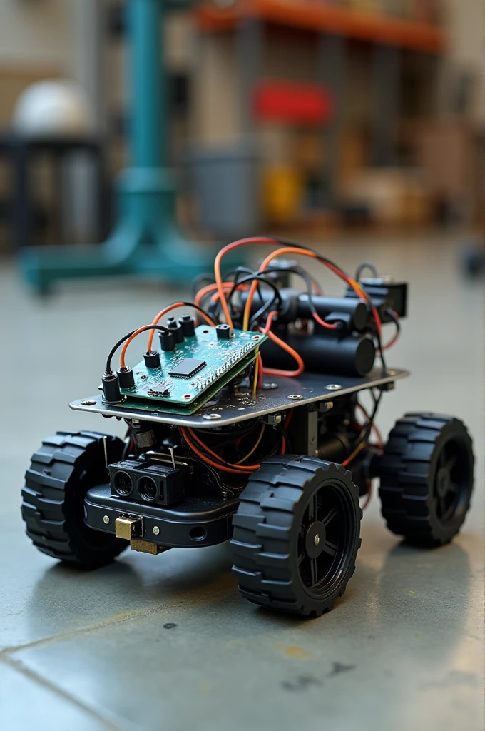 Arduino Uno, 3 ultrasonic sensors, obstacle avoidance IR sensor are connected.