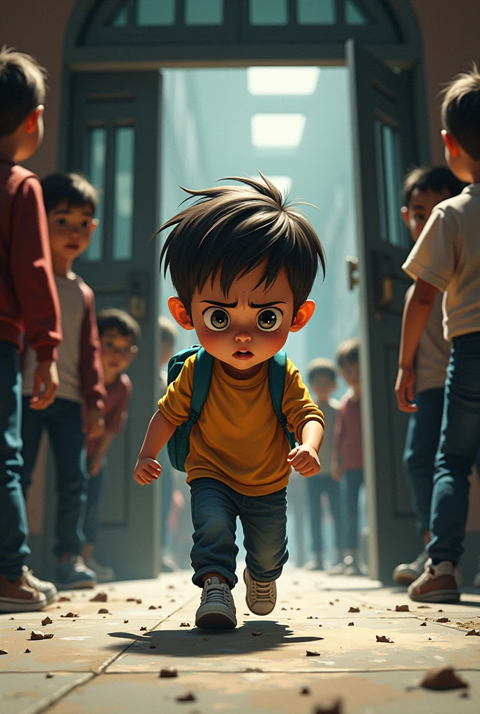 Child leaving school with frustration and anger