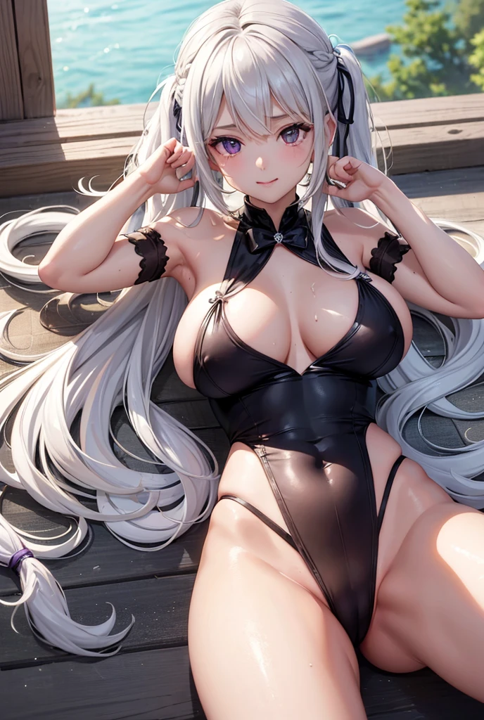 ((masterpiece)), ((Best quality)), (high resolution), (illustration), (an extremely delicate and beautiful), (ultra detailed beautiful face and eyes), nsfw, 1girl, leaning forward, YukineChris, long hair, purple eyes, twintails, low twintails, ahoge, large breasts, fishnet pantyhose, red a bow tie, volumetric lightning,
detailed skin texture, detailed, volumetric shadow, anime screencap,Highest quality, Sorceress, ancient babylonian nobility, ((tan skin:1.2)), (brown skin color),Long hair, twin braids, hair ornament, wine colored hair, smile, Below average size breasts, bare shoulders, (underboob:0,Red leotard)clothes get torn、Cross your arms,front、Leg spread、Groin、bikini、Two Piece、Yukine Chris、Bi、紺Bi、Wet、On the skin、Wet condition、Wet_shirt,Wet _underwear、tear_underwear
8K, masterpiece, Best_quality, high_resolution, ultra_details, detailed, 1girl, 独奏, looking_at_viewer, upper_body, braid, blurry, bangs, white_hair, blurry_background, cchurch, Blue_dress、hair_ribbon, hair_between_eyes,
sidelocks,depth_of_field,light_particles,sun_shine,snow、french_braid, Alphonse Mucha Style, sharp focus, perfect hands, perfect face, perfect eyes, perfect light, dynamic light, natural light, Masterpiece, Best quality, Lying down、sleep