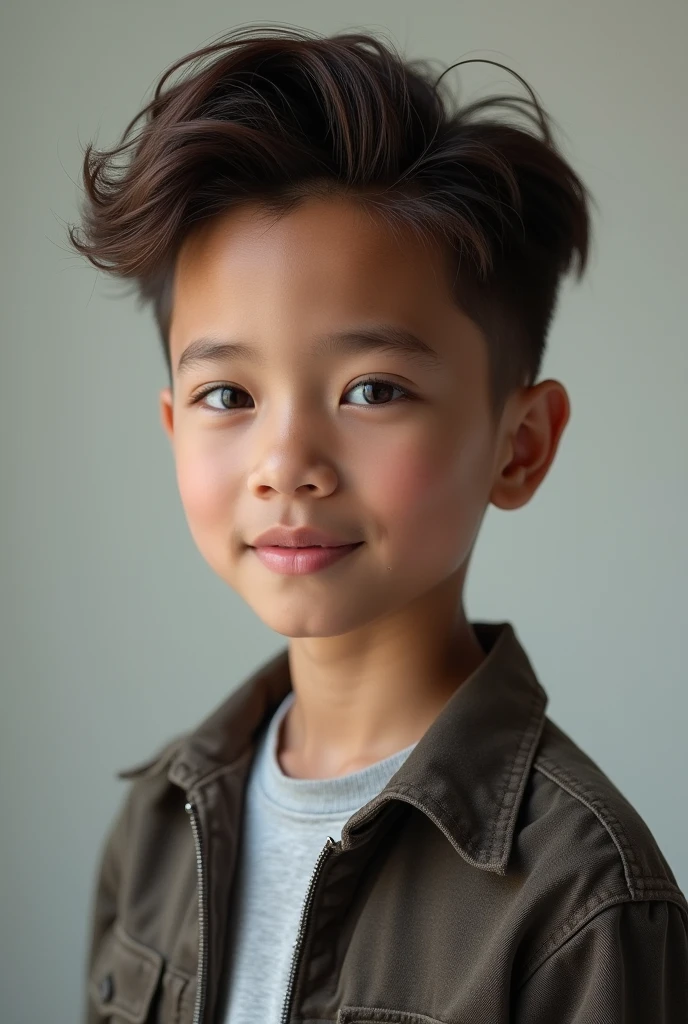 Generates an image of a handsome boy posing for a super mega iper Realistic photo