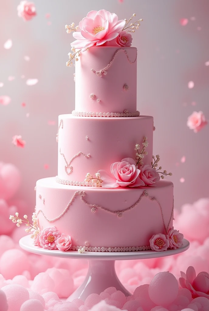 Make a cake with just one pink tier that is the most beautiful in the world