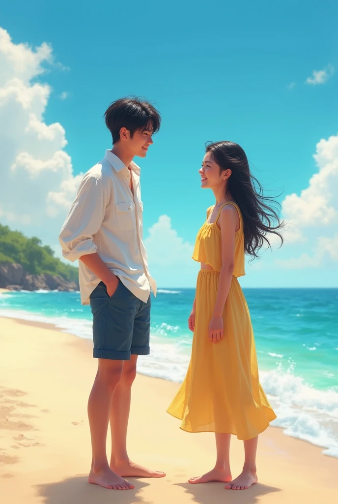 jaekiyung con kim dan en la playa