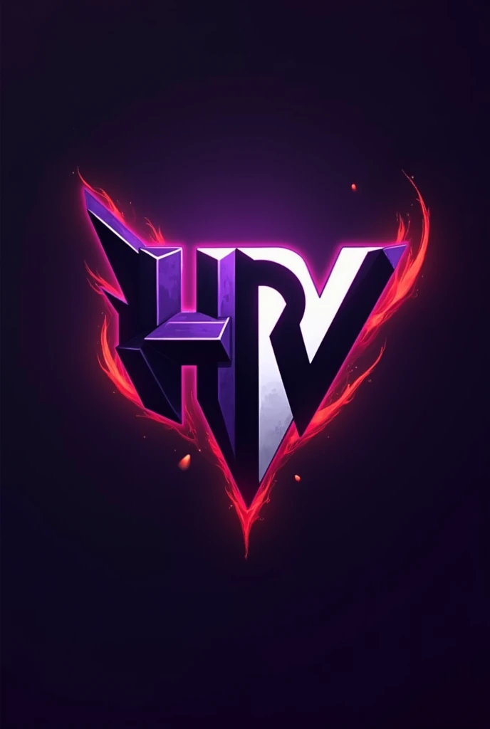Make a logo emblem that consist only letters for HPV a gaming clan , can you make it more abstract, make the background gradient violet,black,white,and red