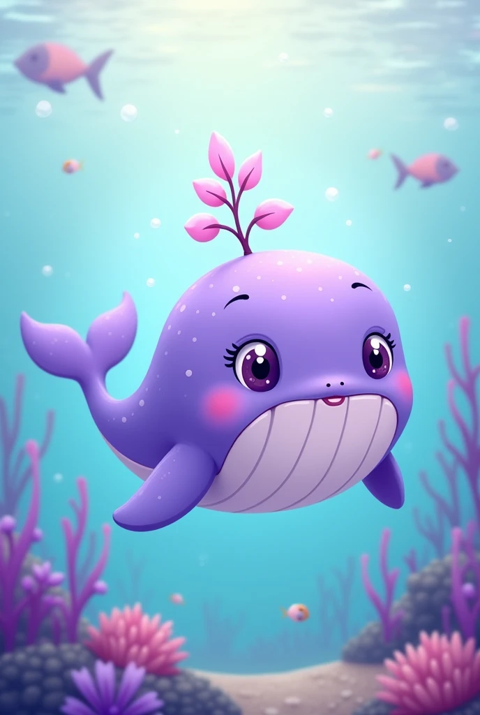 Purple HOPE name with a cute purple whale