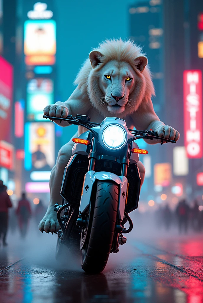 White lion newyork city neon light bike 