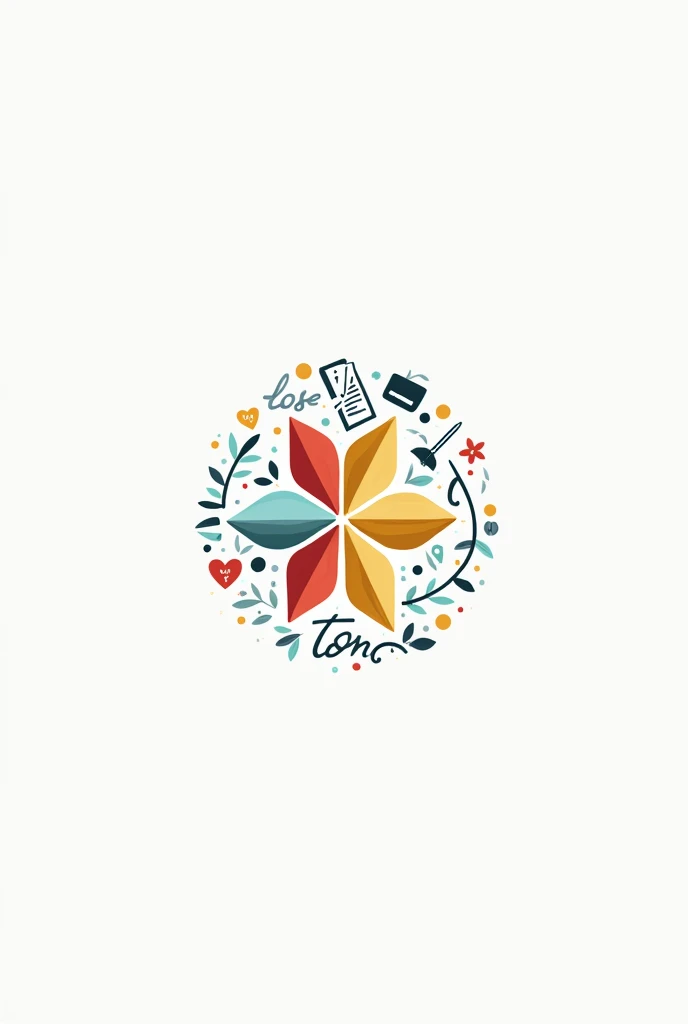Logo for a creative stationery store, printer, notebooks papers scissors