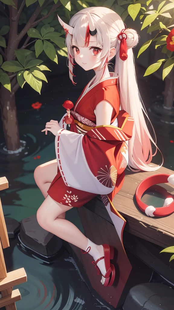 ((masterpiece,best quality)),outdoor, Red Torii, Tree, stairs,, 2 girls, Shrine maiden,Shrine maiden, Looking at the audience, look back,, Red Legwear, red Ribbon, Black Hair,樱flower, sky, flower, Hair Bun, hair Ribbon, Japanese clothes, kimono, Long hair, Cat ears, small flowers,, Multiple girls, Red Eyes, Red hair, Ribbon, sandals, single Hair Bun, permanent,clog sandals,white kimono, Yellow eyes,火flower,High Leg Raise,