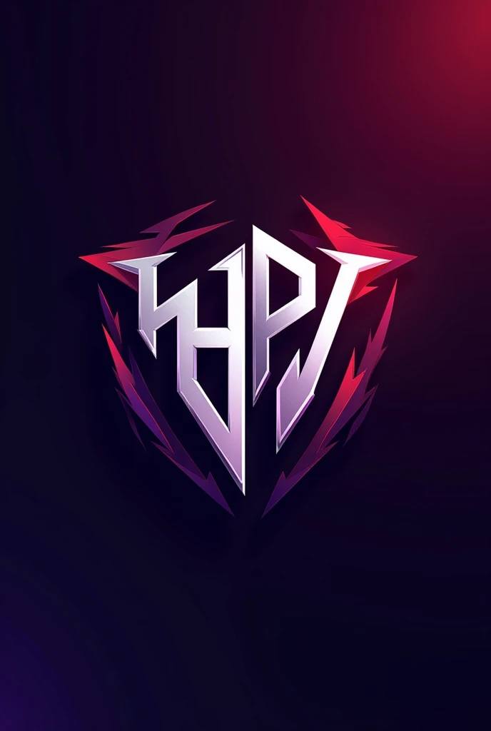 Make a logo emblem that consist only letters for HPV a gaming clan , can you make the letter more abstract, make the background gradient violet,black,white,and red