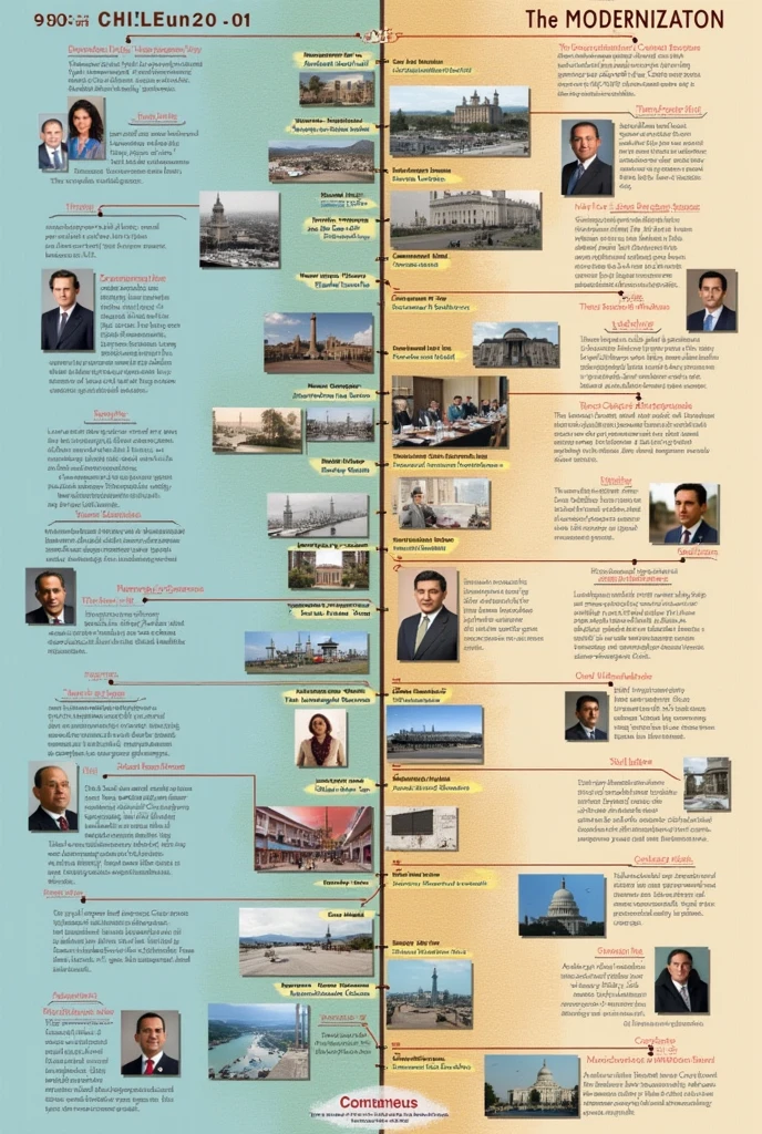 Timeline of the modernization process of the Chilean state in Spanish from 1990 to 2023
