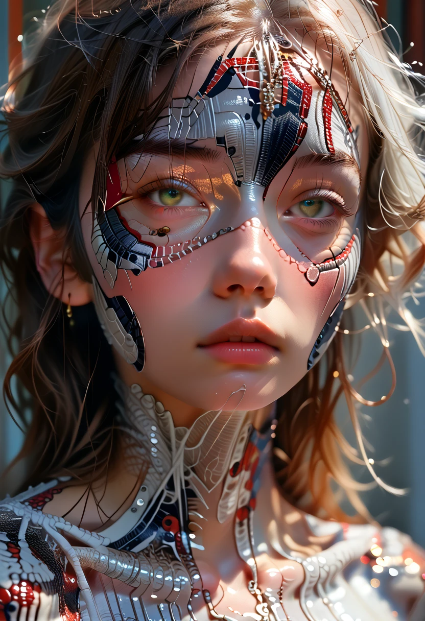 Closeup photo portrait of female Spiderman, atmospheric scene, masterpiece, best quality, (detailed beautiful face, detail skin texture, ultra-detailed body:1.1),