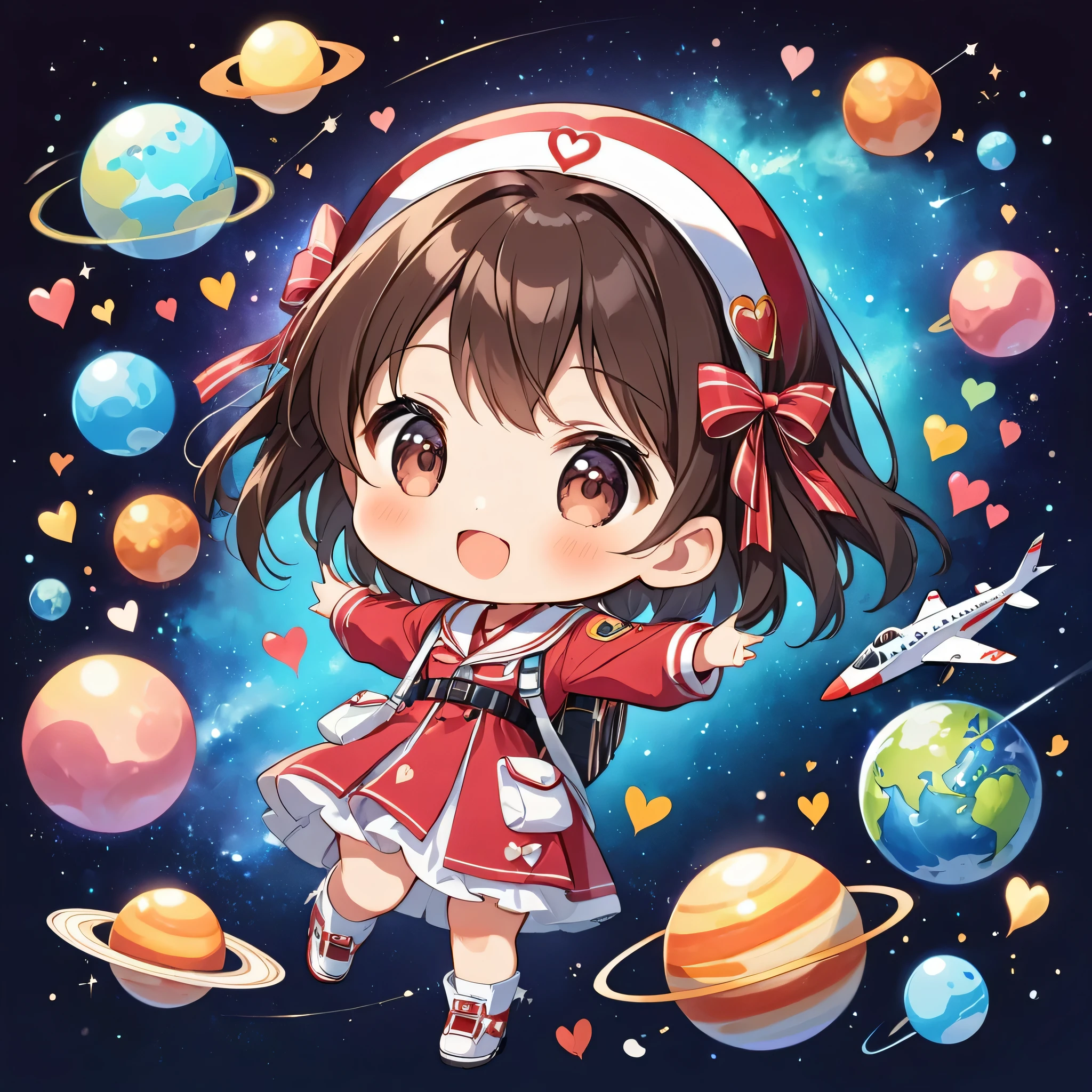 Suzumiya haruhi, colorful hearts, The most beautiful girl of all time, chibi, Space Travel, Cute Aliens