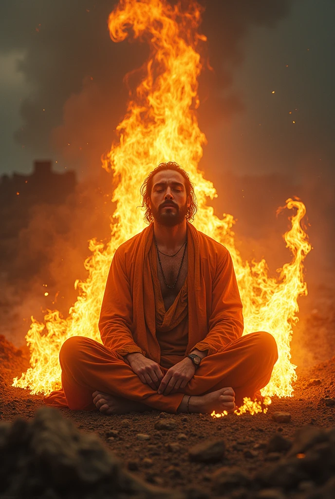 A man that sit on fire