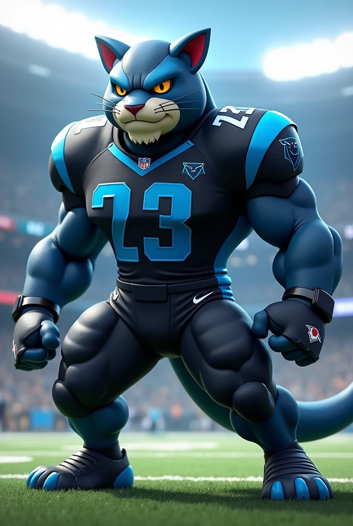 Pokemon wearing Carolina panthers uniform