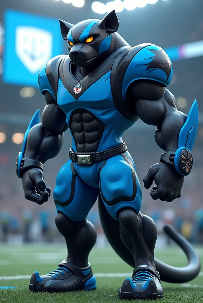 Pokemon wearing Carolina panthers uniform