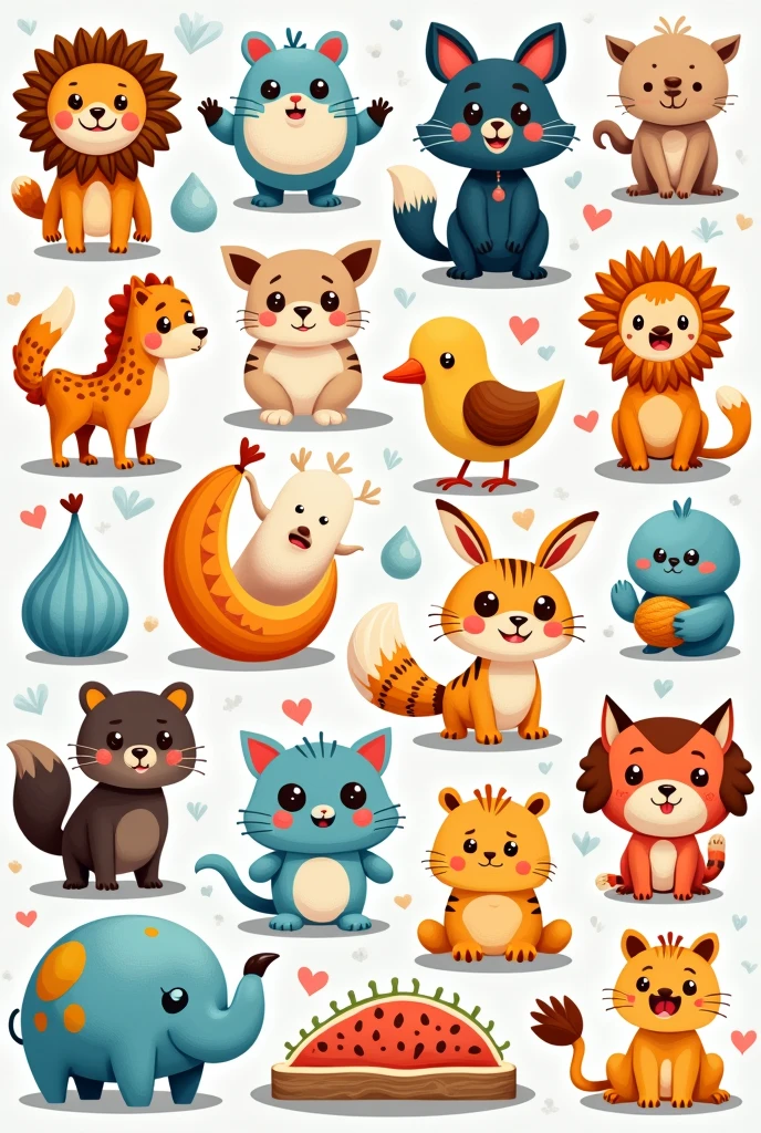 Create a creative, cute and clear English vocabulary picture for elementary school children without anything written on it