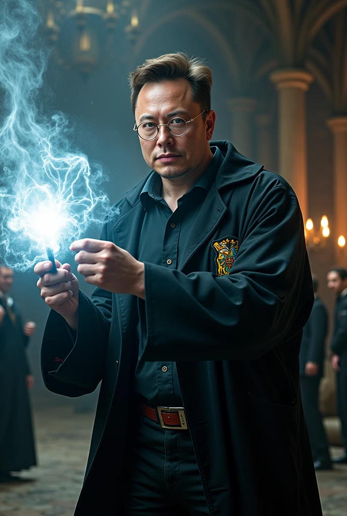 make elon musk in harry potter's body releasing magic