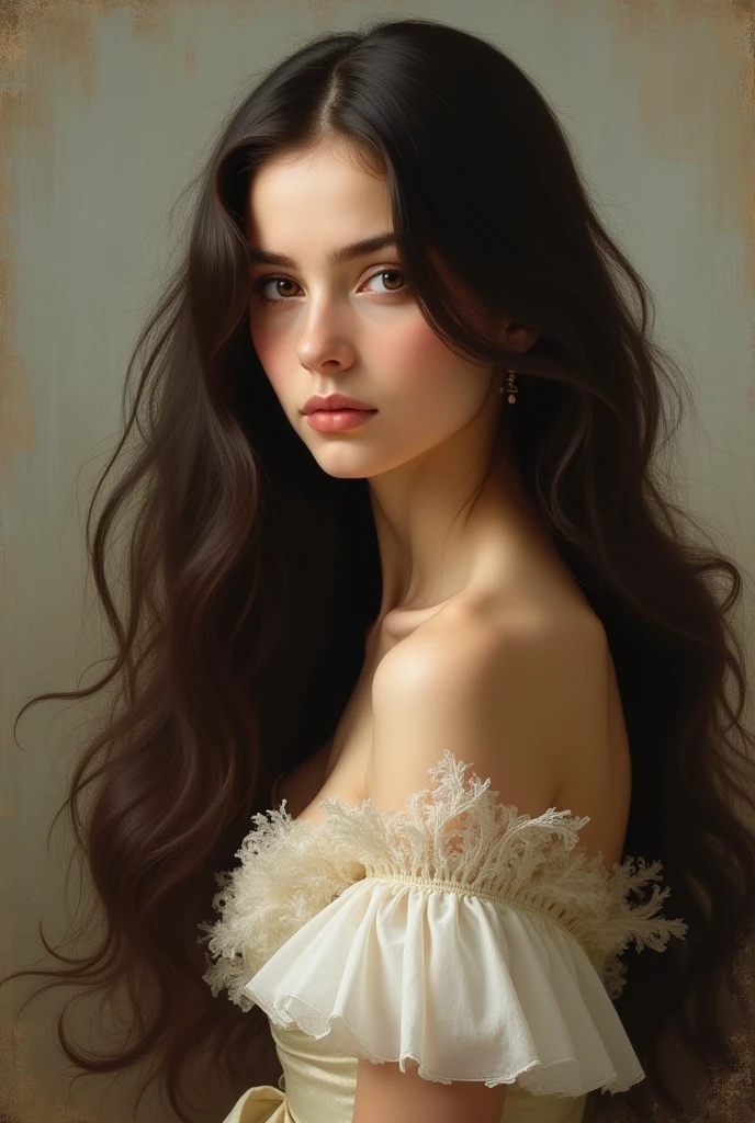art by Franz Xaver Winterhalter, woman with very long hair