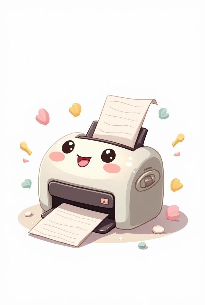 Cute printer and papers White background Vector