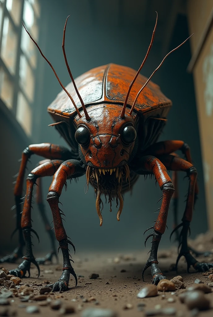 Generate a horror monster that is a cockroach