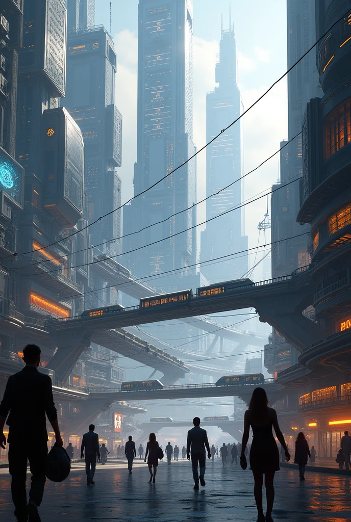futuristic cities with cable cart