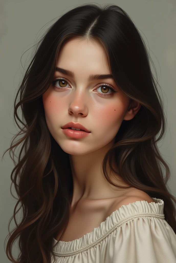 Young woman, modest, mole, Brown eyes, dark hair, , Russian,Chuvash woman
