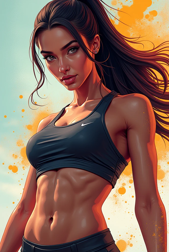 best quality,4k,8k,highres,ultra-detailed,realistic,photorealistic,1girl,beautiful detailed eyes,beautiful detailed lips,,beautiful girl,underwear,rear view,athletic,sporty,pop art style,dynamic pose