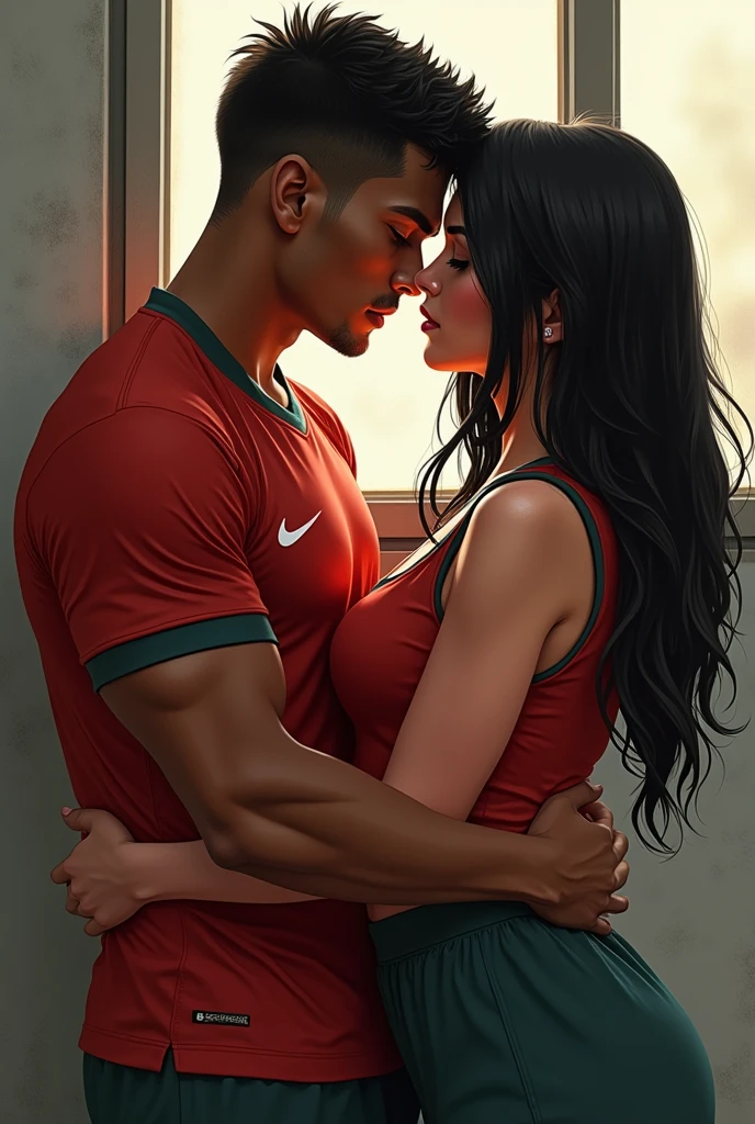 The Christian with characteristics: culona, Bullshit, busty, beautiful, guera, Brown Eyed, black straight hair, mexican, with school uniform. Hugging me, that I am dark-skinned, rico, soccer player, healthy, Mexican