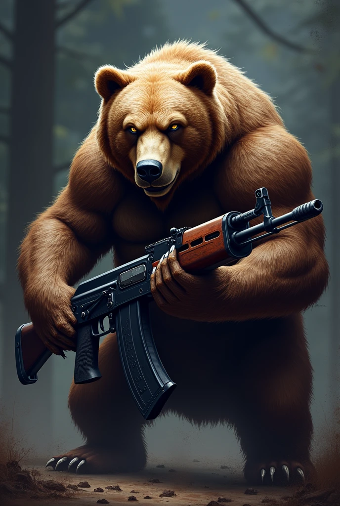 A bear with an AK 47 for a gamer logo design