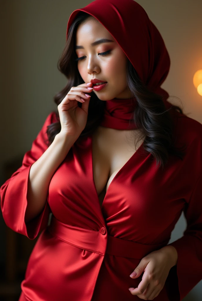 best quality, masterpiece:1.2), detailed, perfect face(HIJAB SATIN RED) . 35year old women, (( detail on subject, ((saggy breast) fuck with man on bed) ((bokeh background only)). Asian girl body type. ((Petite))Sharp photo. Detail on face. Girl . ((Nude breast))((Full body nude). ((Big tight)). chubby Japan Milf . Big busty breast saggy. Big ass nude. .((Bite her own lips)) open mouth.(Pink hijab)