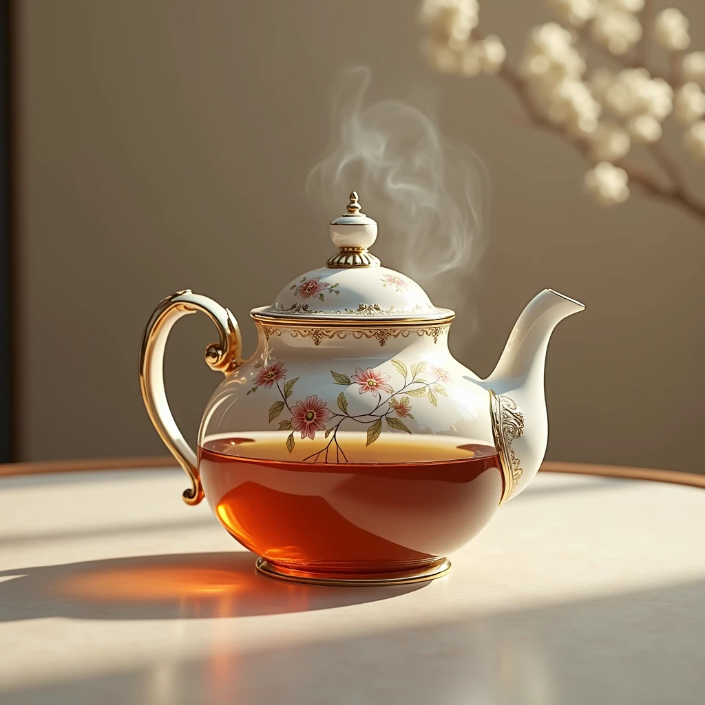 The tea is in a very expensive teapot.