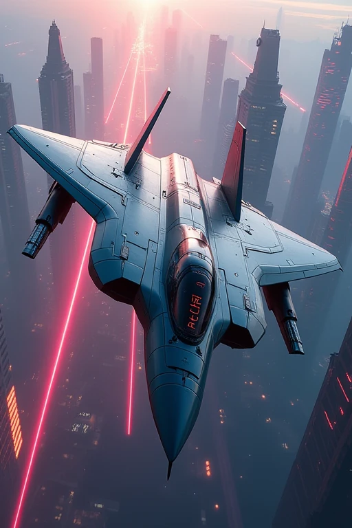A masterpiece of the near future, laser-equipped variable-wing fighter jet