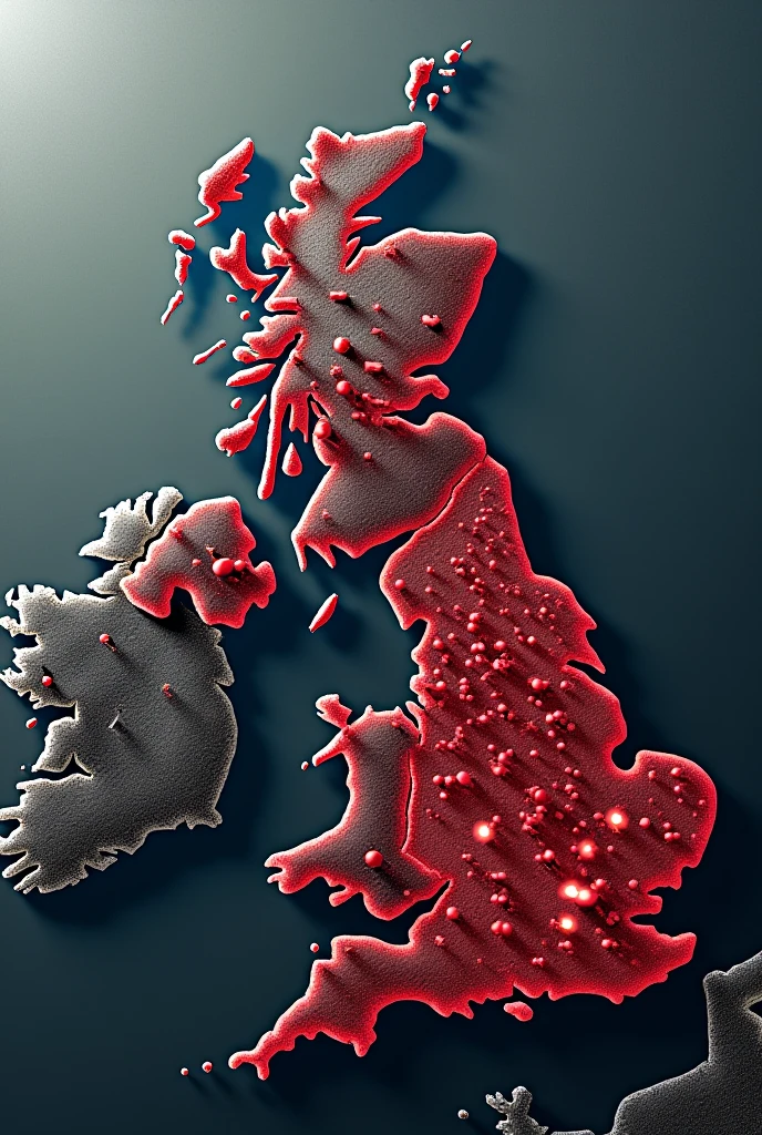 Map of Russia with thousands of missiles pointed at England
