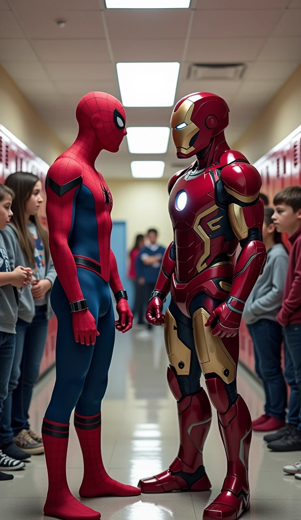 Spiderman and Iron Man at school