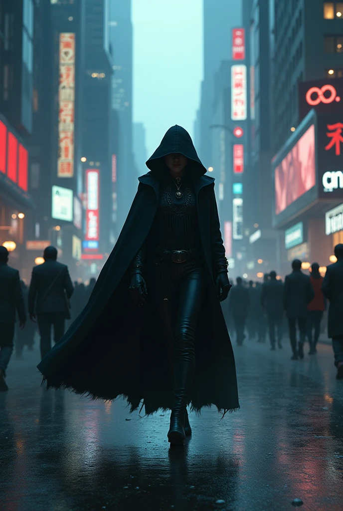 The witch's story in a big city rushing along with the chilled people