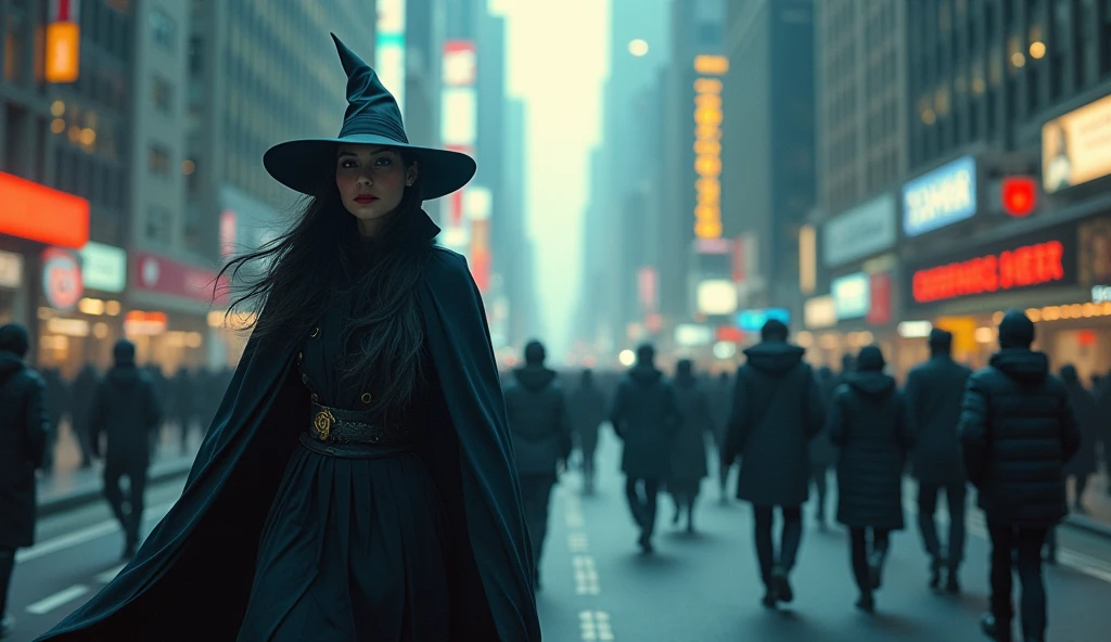 The witch's story in a big city rushing along with the chilled people