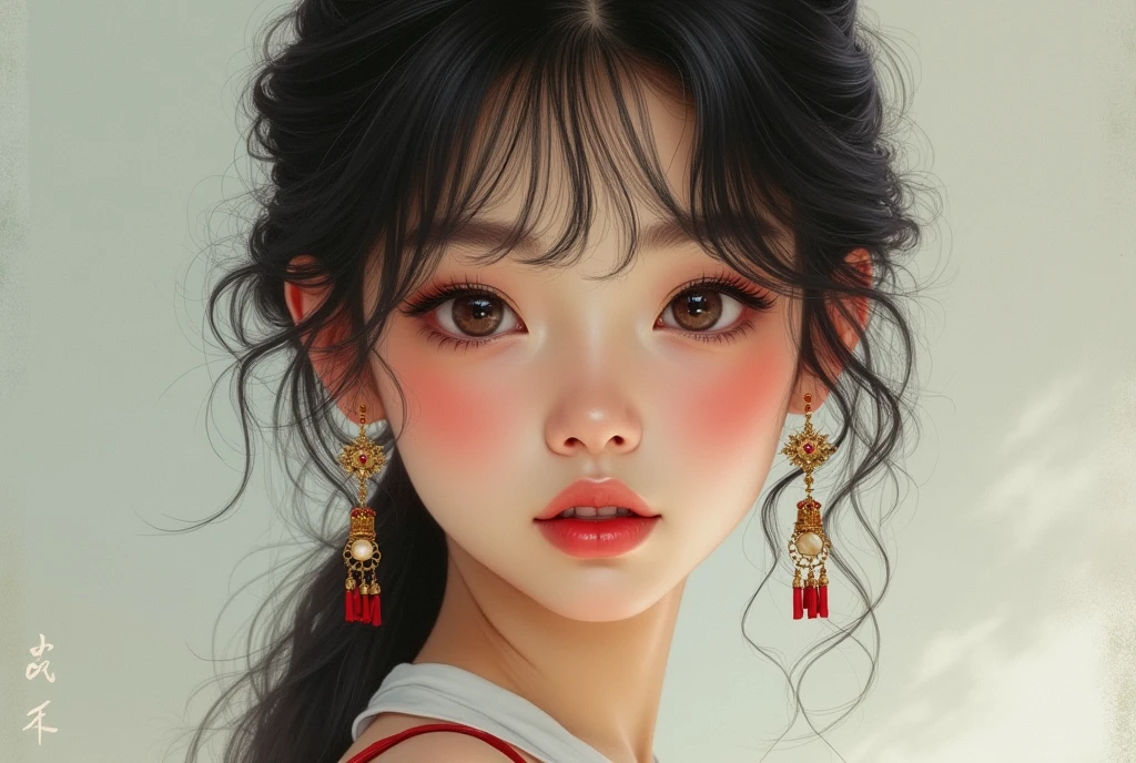 A girl with mixed-race heritage from 5 countries in one person, including Thailand,Laos,Japan,South Korea,China