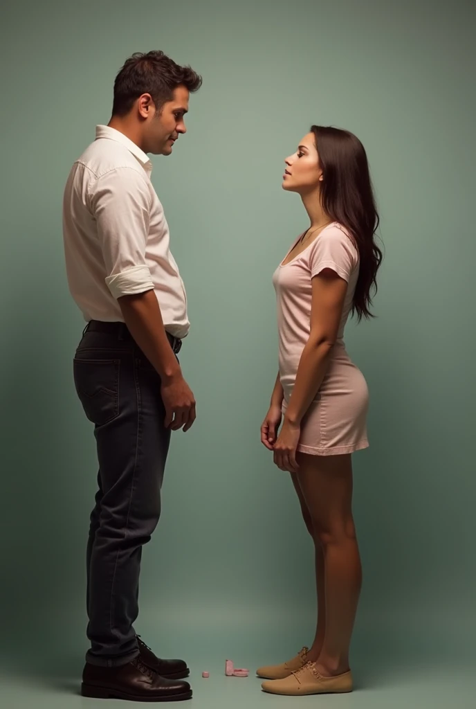 Man beats his girlfriend, woman swallows a pill and becomes twice her height