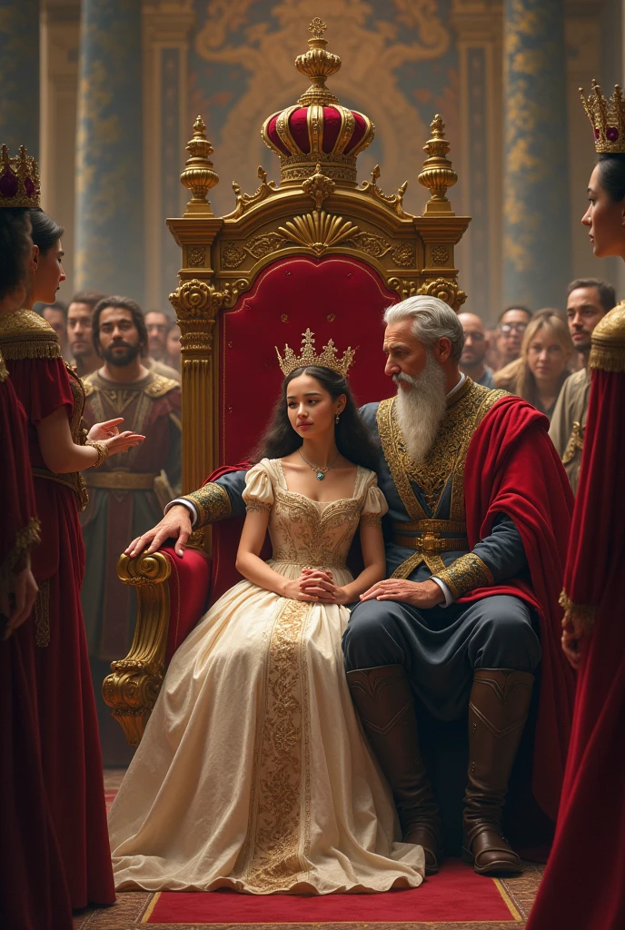 Now put her next to her father sitting on a throne being crowned princess 