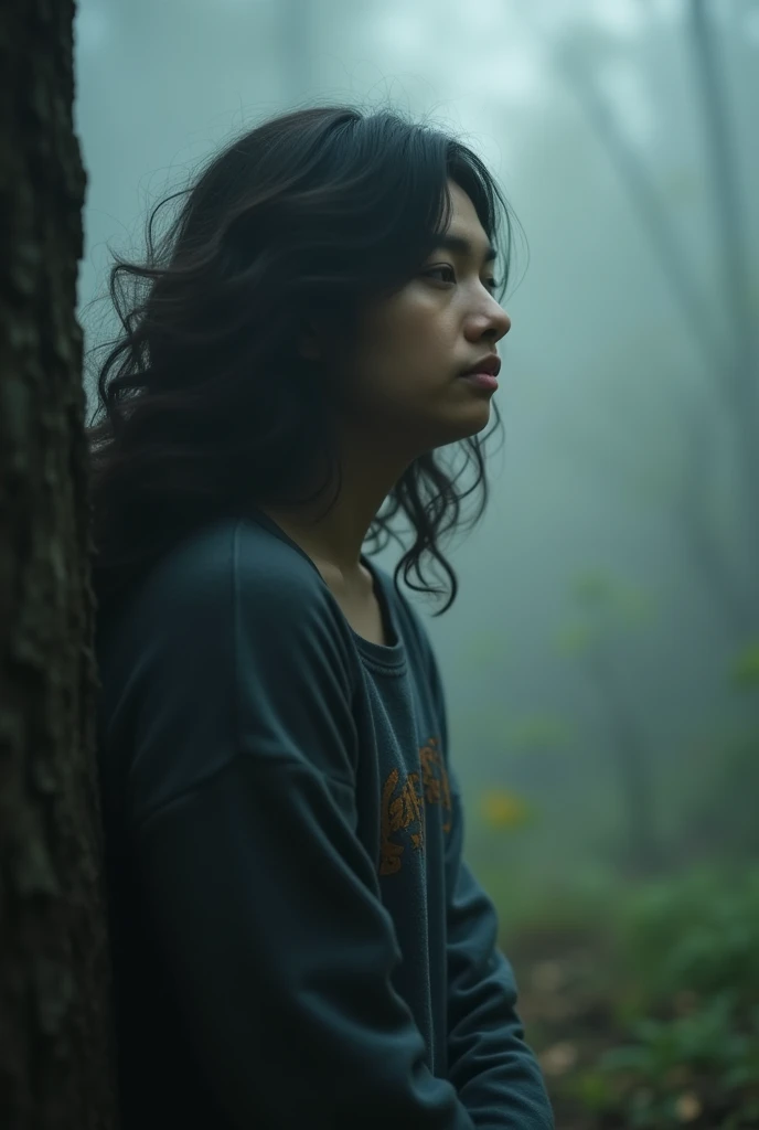 The screen blurs slightly, showing that the person is lost in their thoughts.