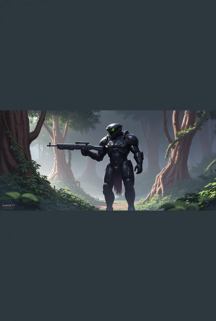 Black armor, jungle background , ak47