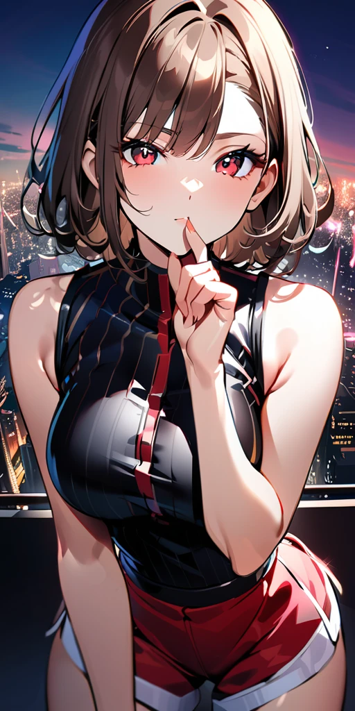 ((Highest quality、masterpiece、Anime Style、Highest quality、High resolution、8k、detailed、ultra-detailed:1.3))、Long legs、Sharp focus:1.2, Beautiful woman with perfect figure:1.4、(smile:1.2), double eyelid、30-year-old woman、Sexy pose、((((Shut your mouth.、One Woman、ワンピース:1.5)))),The background is tokyo