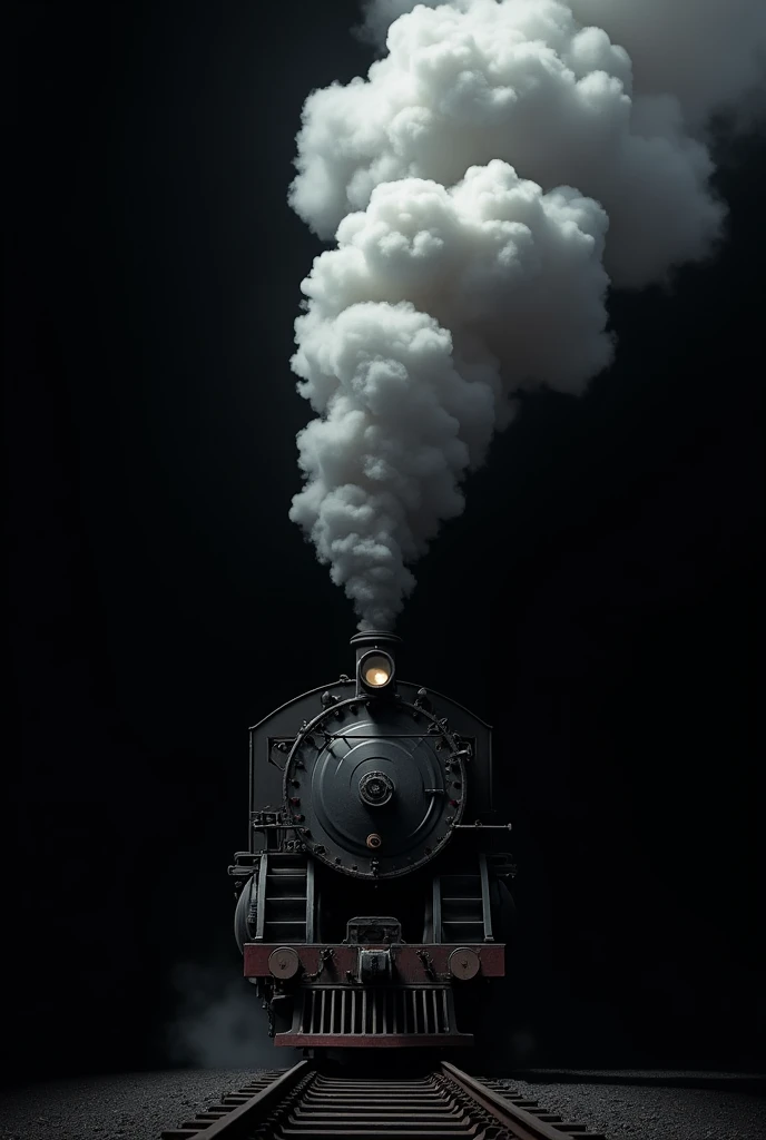 Smoke from a parked locomotive, on a black background