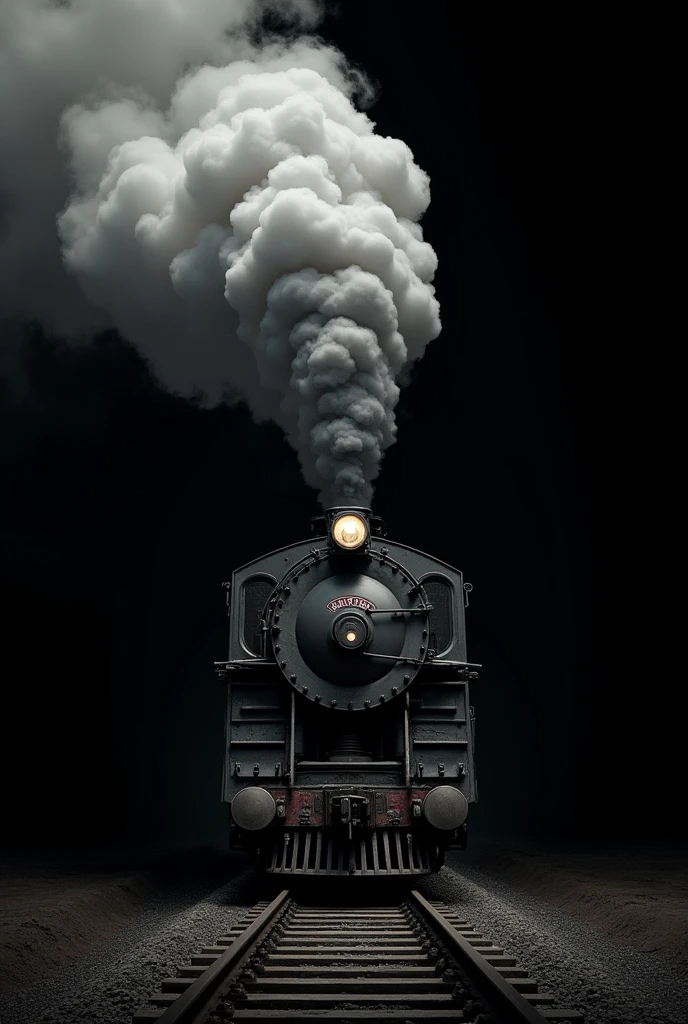 Smoke from a parked locomotive, on a black background