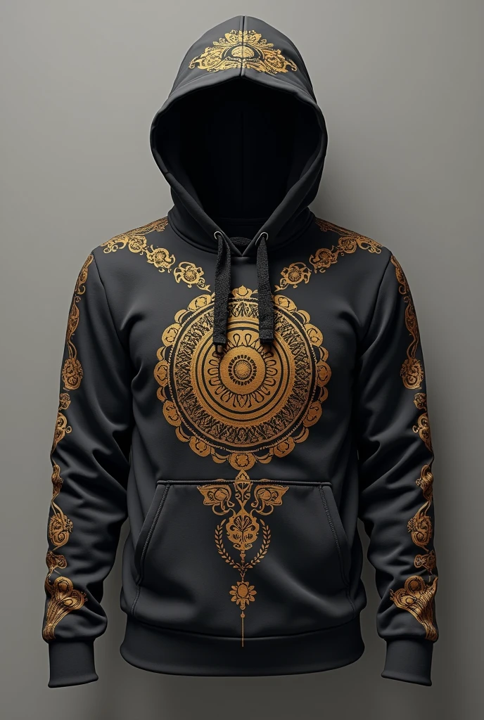 Make images of hoodie with reference of sanatan dharam specificaly take rudrakash make simple design