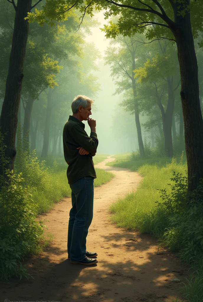 A man making choices on two paths