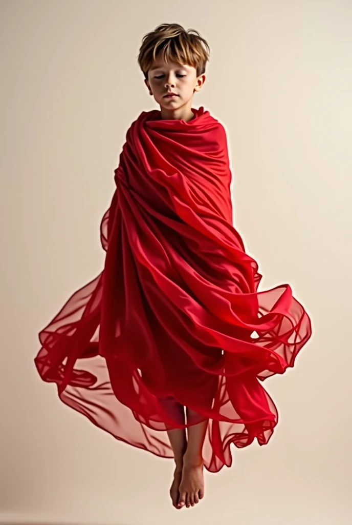 Red cloth boy in weghtless
