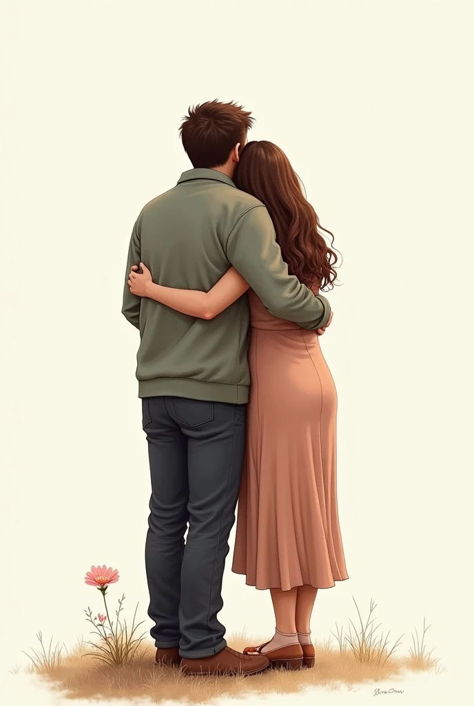 adult brother hugging adult sister seen from behind drawings