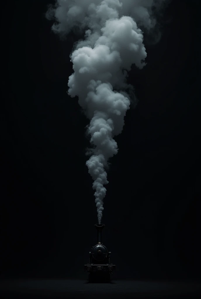 only the smoke from the locomotive chimney, on a black background,