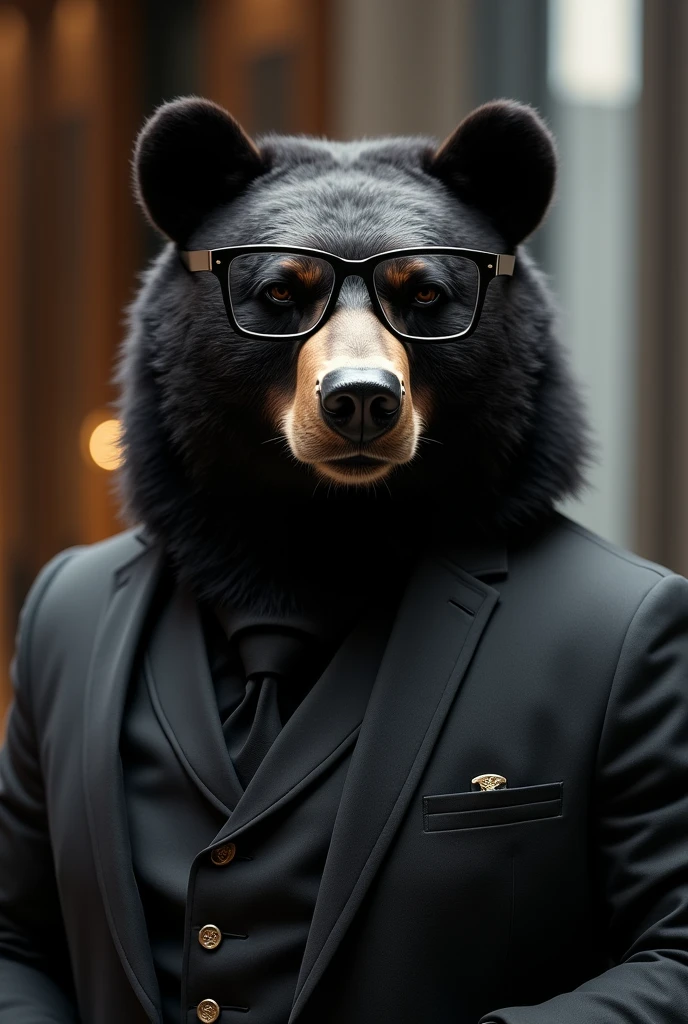 Black Millionaire Bear with Glasses